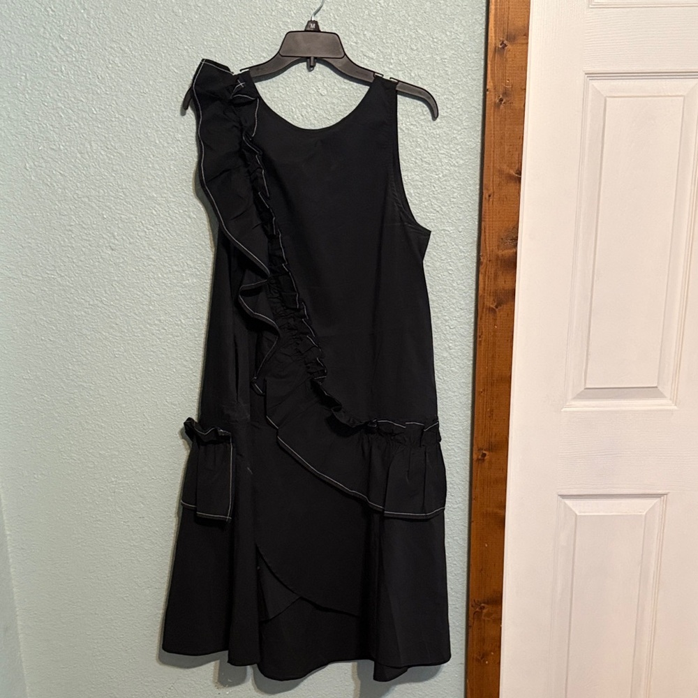Calabasas Boutique Black Ruffle-Trim Sleeveless Dress